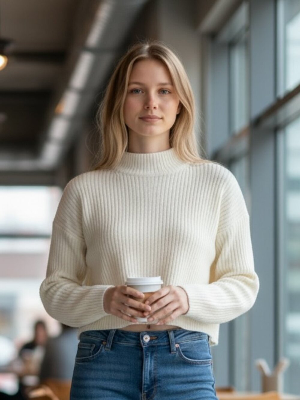 Off-White Cropped Knit Sweater